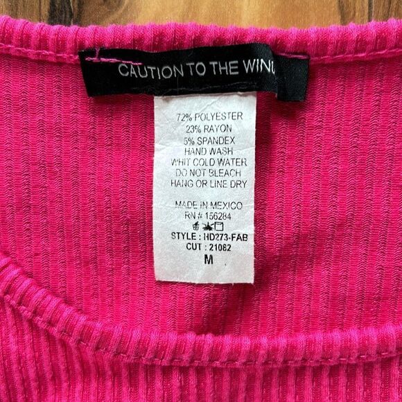 NEW Caution To The Wind Hot Pink Ribbed Cut Out Dress - Picture 6 of 8